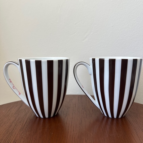 Henri Bendel Brown and White Striped Mugs (2) - Picture 8 of 8